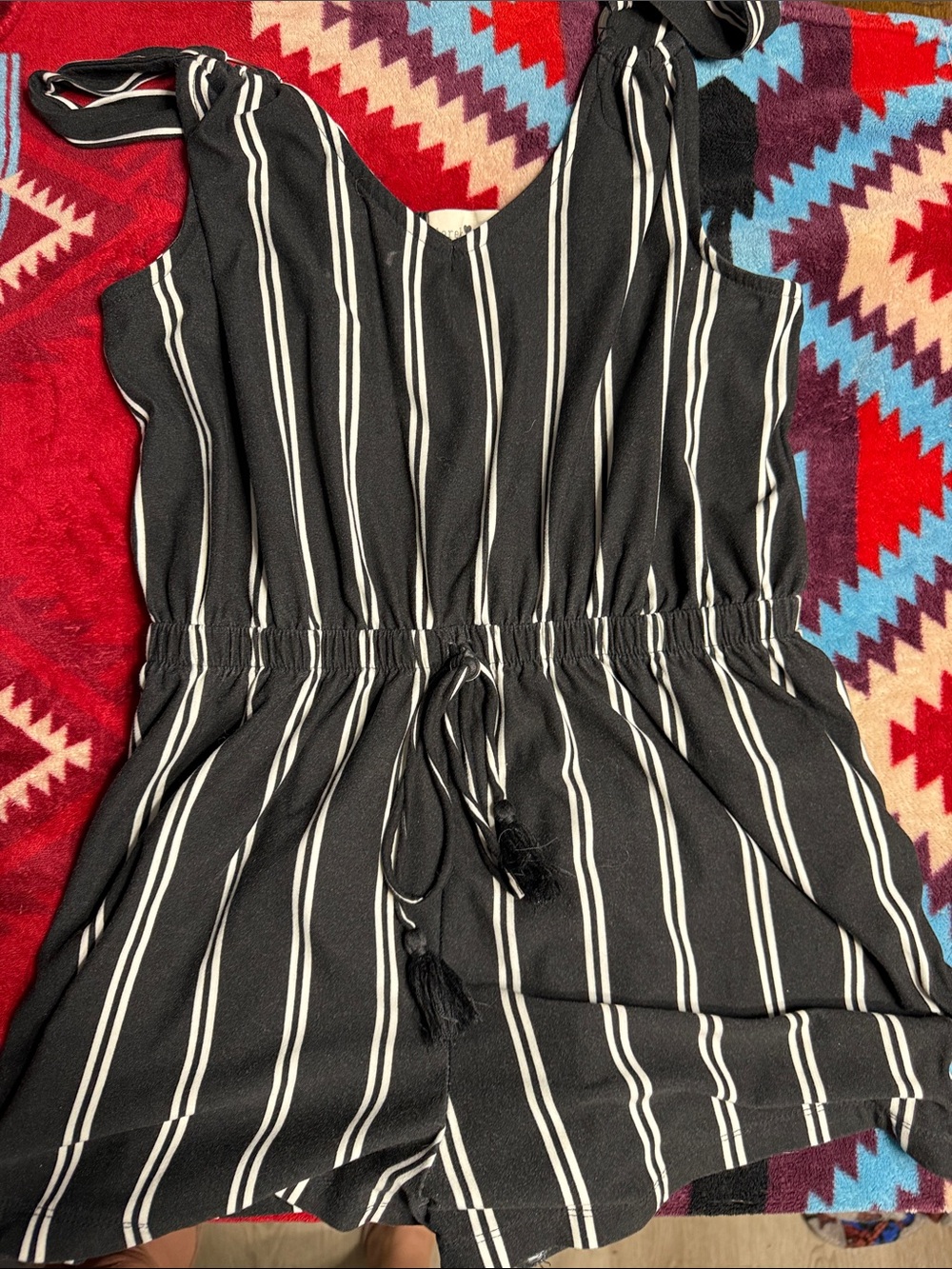 Black and White Striped Romper
